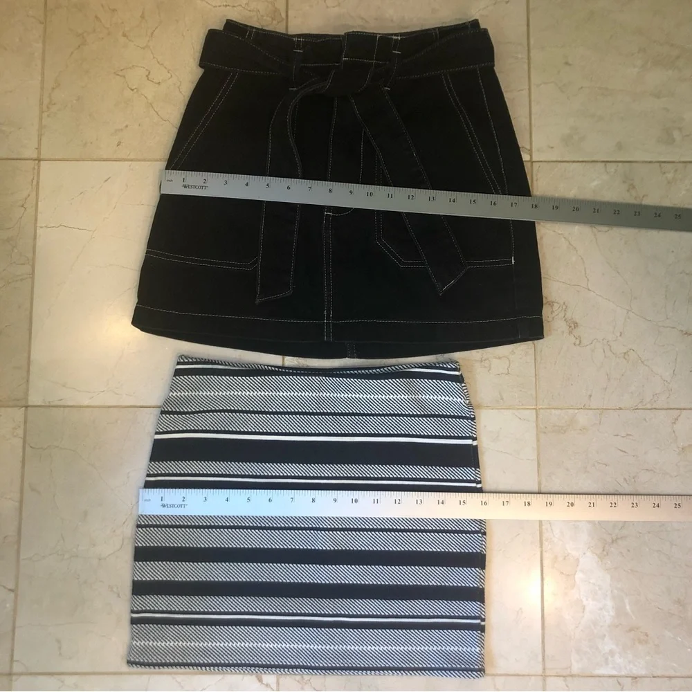 Mini skirt LOT of 2, dark denim zip and tie front and heavy thread stretch, Sz S - Picture 16 of 16